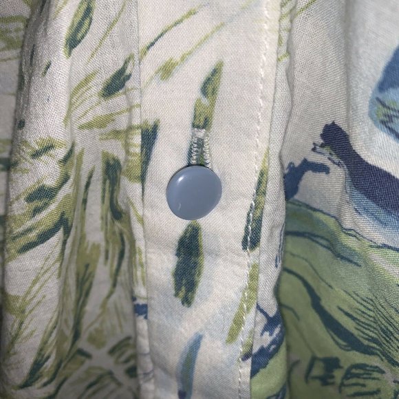 CARRIBEAN JOE Tropical Print V-Neck Top Button Front Cap Sleeve women's size XL - Picture 5 of 12